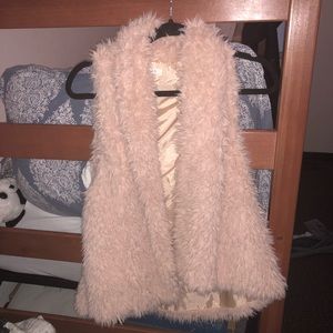 Pink Fur Vest / Furry Fest Light Pink Size Medium